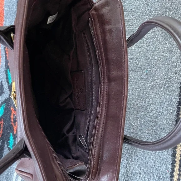 Vintage Etienne Aigner Dark Brown Satchel with Gold Buckle - Picture 6 of 13